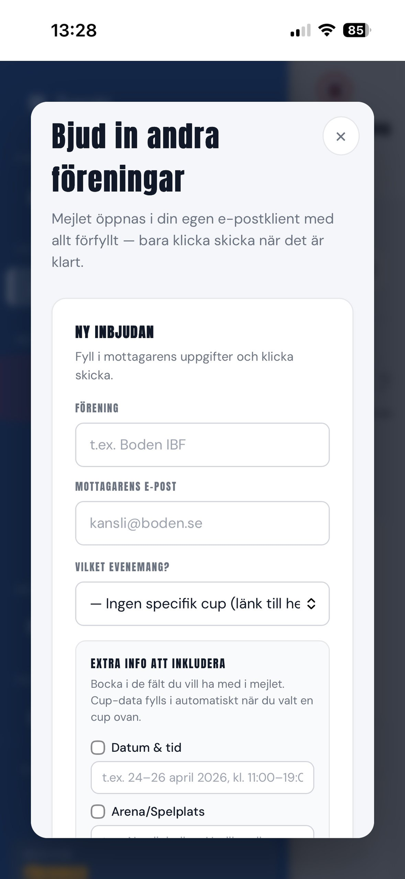 BJUD IN FÖRENINGAR MED ETT KLICK